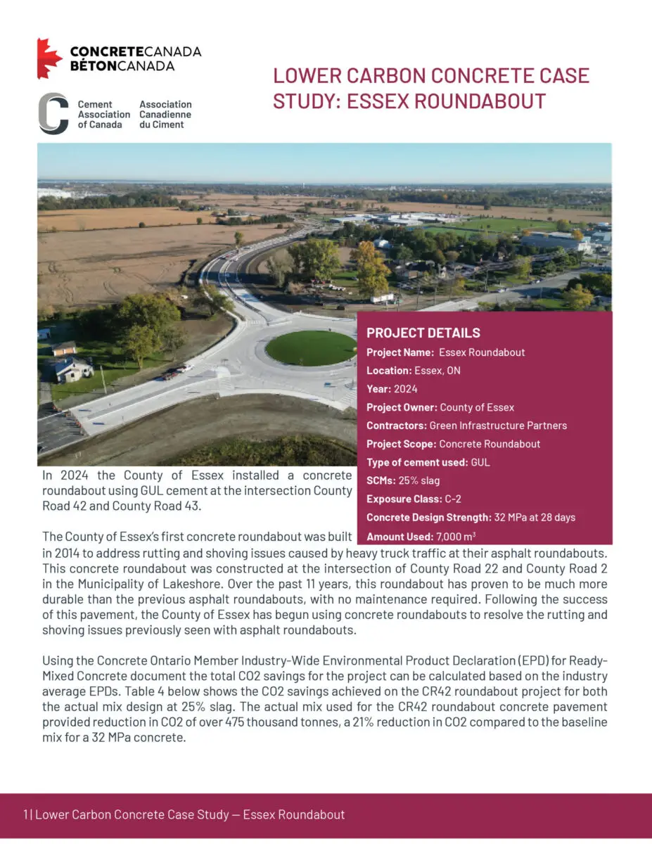Lower Carbon Concrete Case Study: Essex Roundabout.
