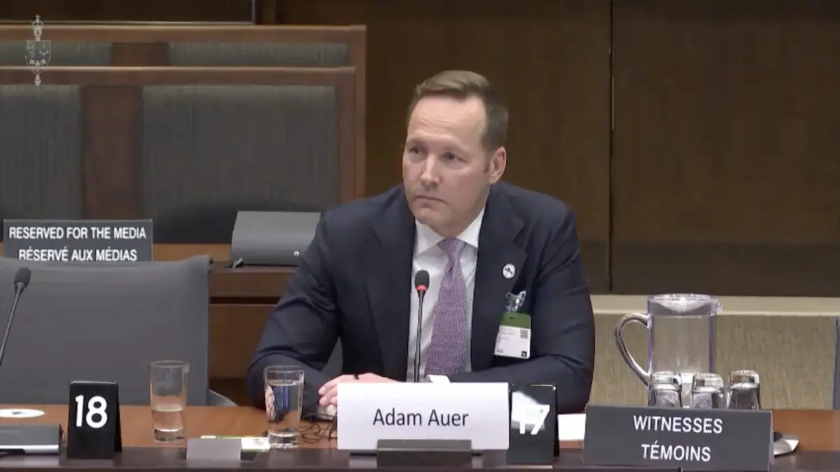 Adam Auer Presenting at a House of Commons standing committee