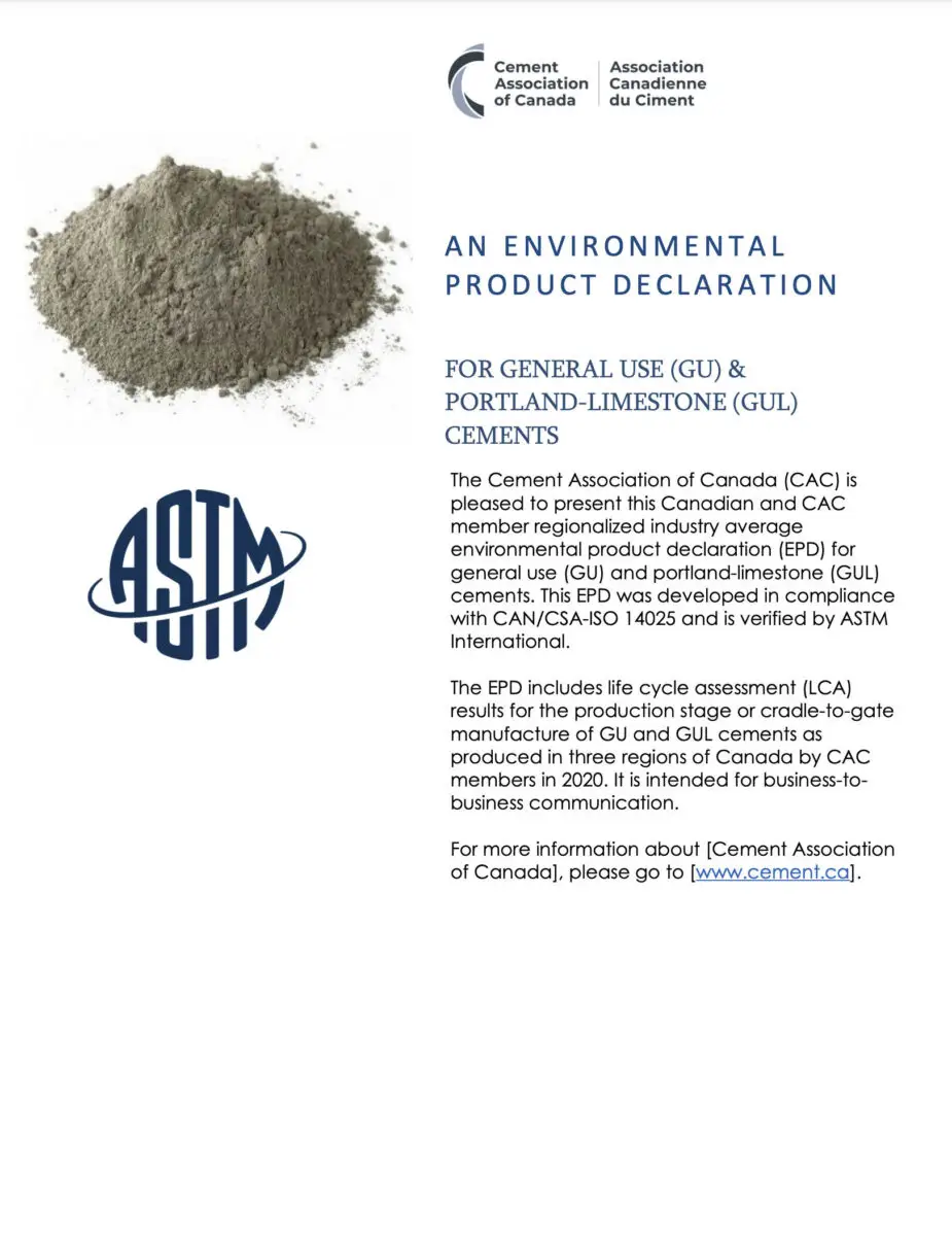 An Environmental Product Declaration for General Use & Poltland-Limestone (GUL) Cements