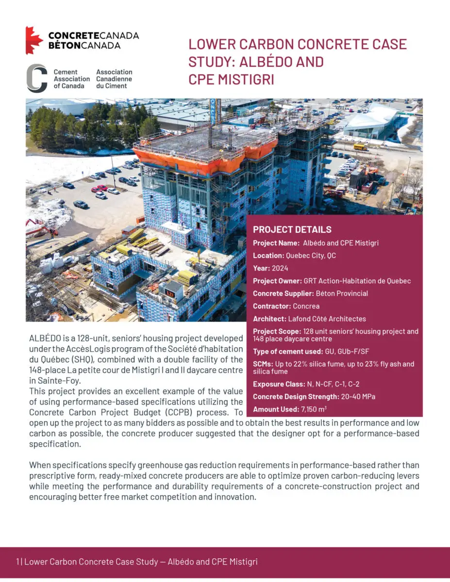 Lower Carbon Concrete Case Study: Albedo and CPE Mistigri