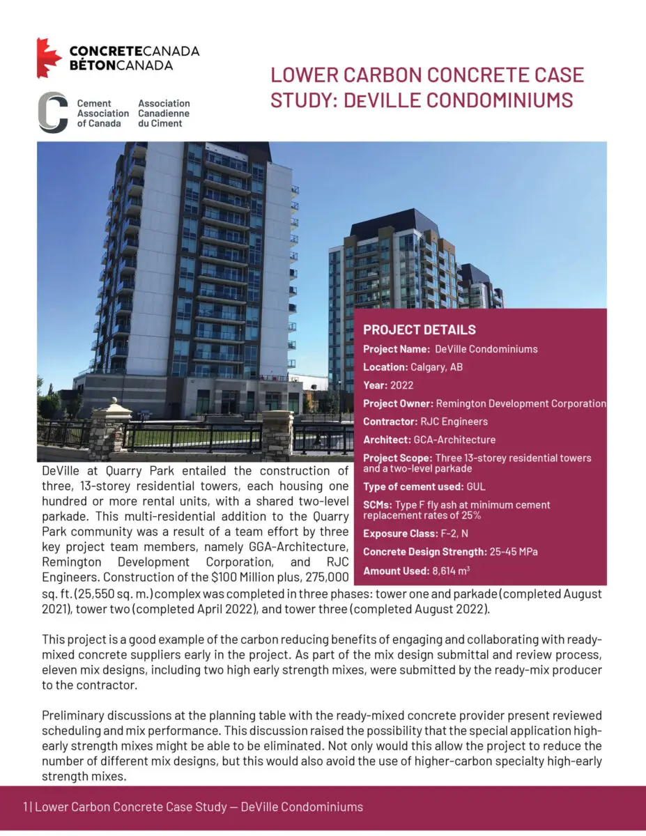 Lower Carbon Concrete Case Study: DeVille Condominiums