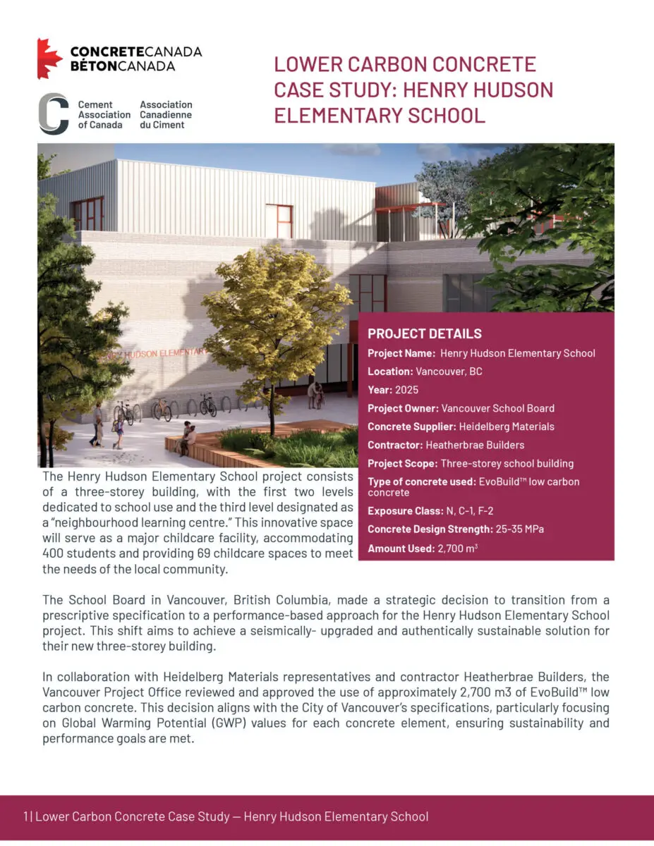 Lower Carbon Concrete Case Study: Henry Hudson Elementary School