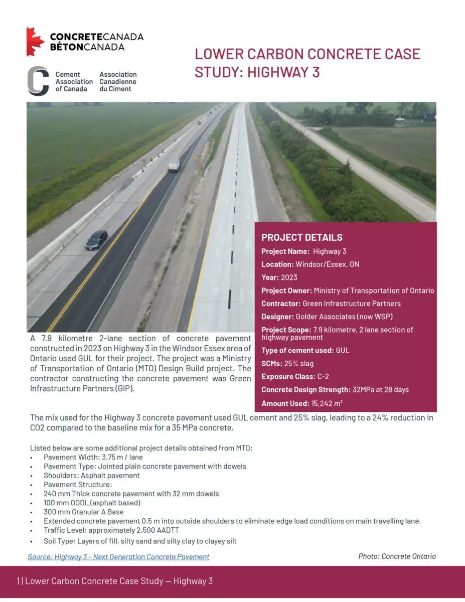 Lower Carbon Concrete Case Study: Highway 3