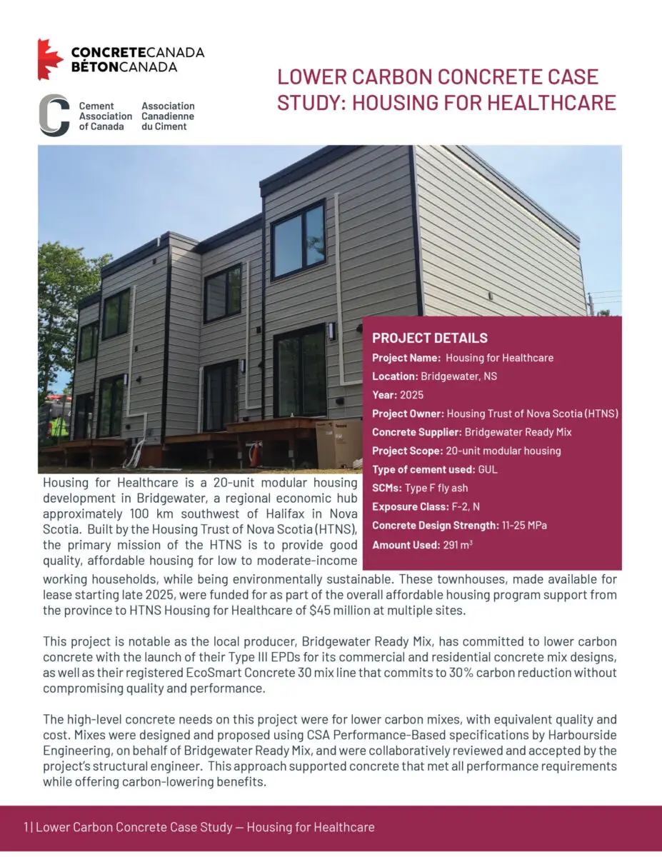 Lower Carbon Concrete Case Study: Housing for Healthcare