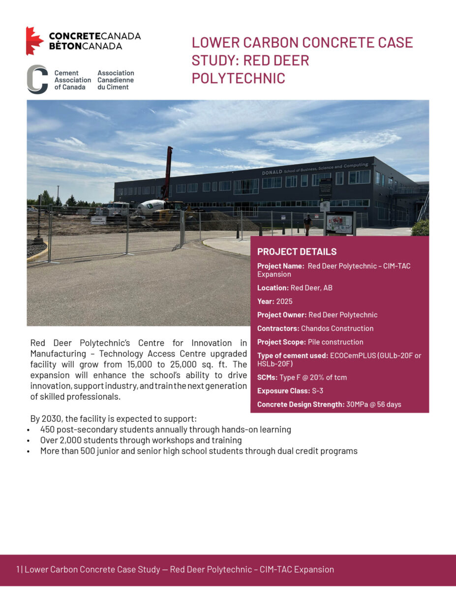 Lower Carbon Concrete Case Study: Red Deer Polytechnic