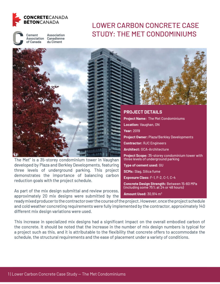 Lower Carbon Concrete Case Study: The Met Condominiums