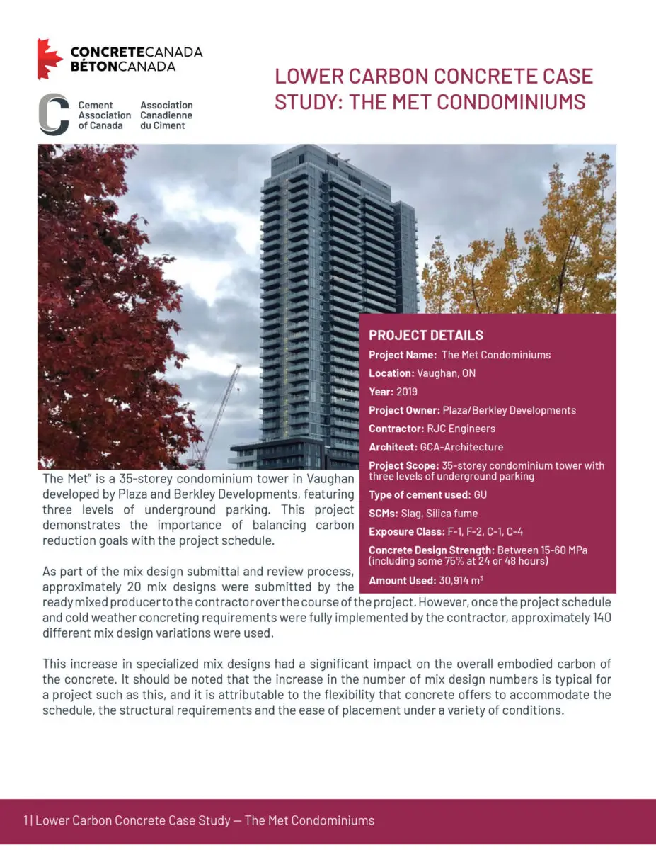 Lower Carbon Concrete Case Study: The Met Condominiums